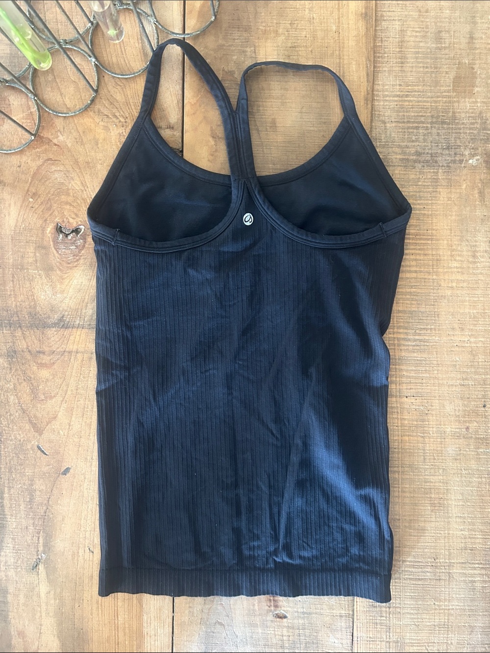 Women's Black Ribbed Racerback Tank Top - Picture 2 of 4